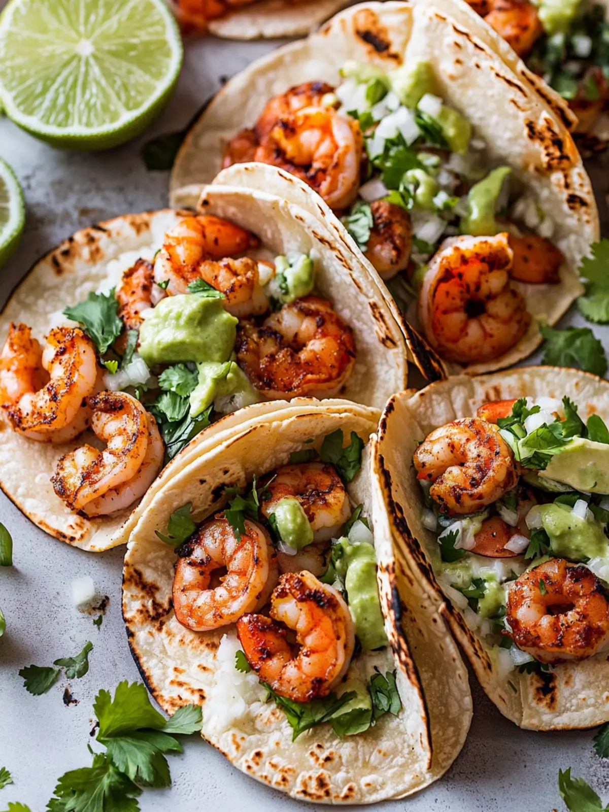 Spicy Shrimp Tacos with Creamy Cilantro Lime Twist 2 Shrimp Tacos