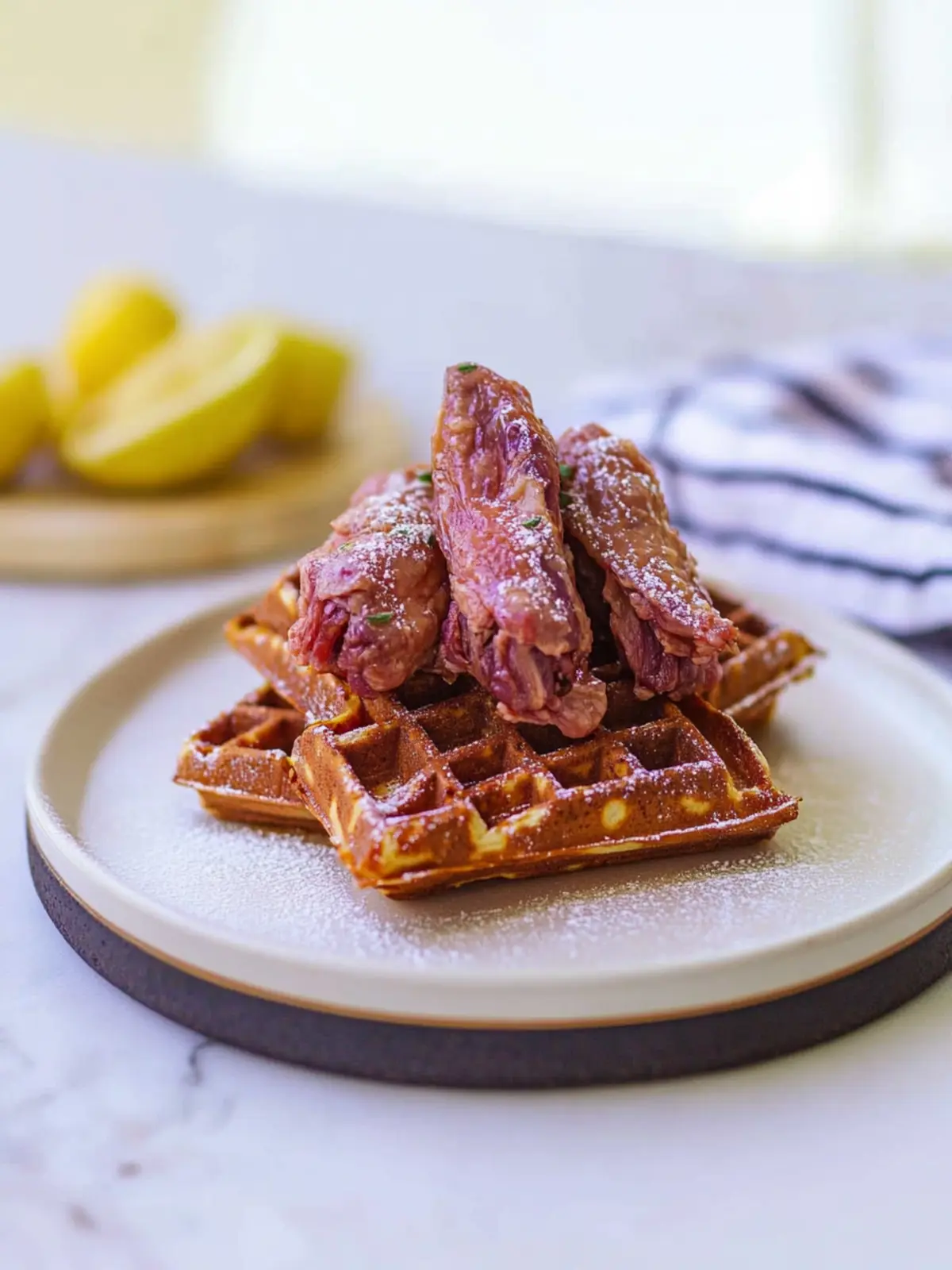 Red Velvet Waffles and Chicken: A Fun Twist for Brunch Delight 3 Red Velvet Waffles and Chicken