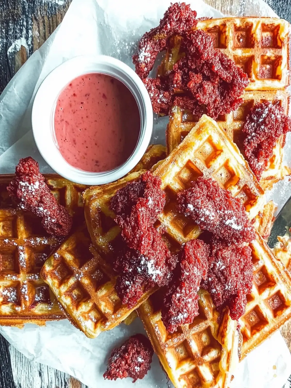 Red Velvet Waffles and Chicken for a Sweet Brunch Surprise 4 Red Velvet Waffles and Chicken