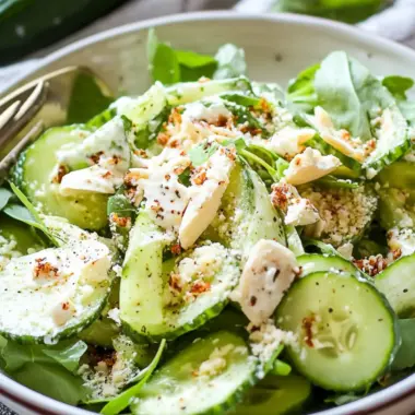 Zesty Cucumber Caesar Salad with Crispy Bacon Delight 10 Cucumber Caesar Salad