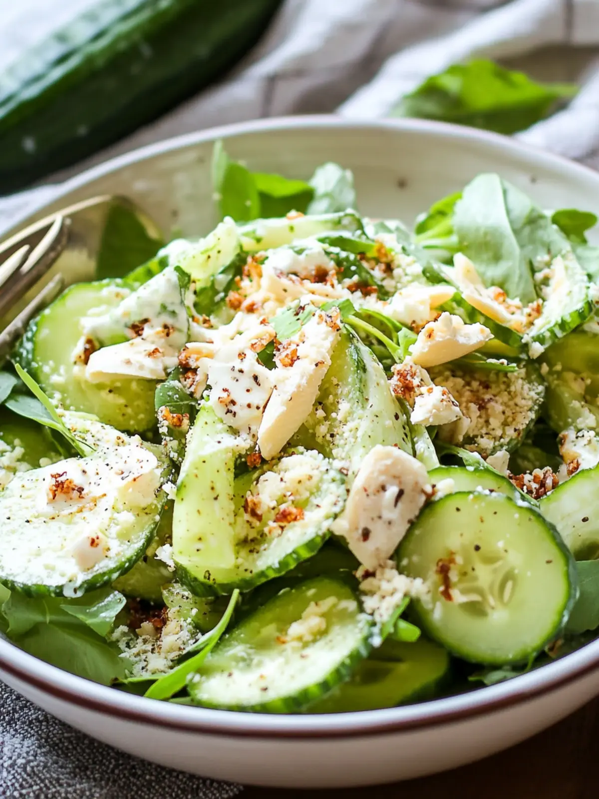 Zesty Cucumber Caesar Salad with Crispy Bacon Delight 5 Cucumber Caesar Salad