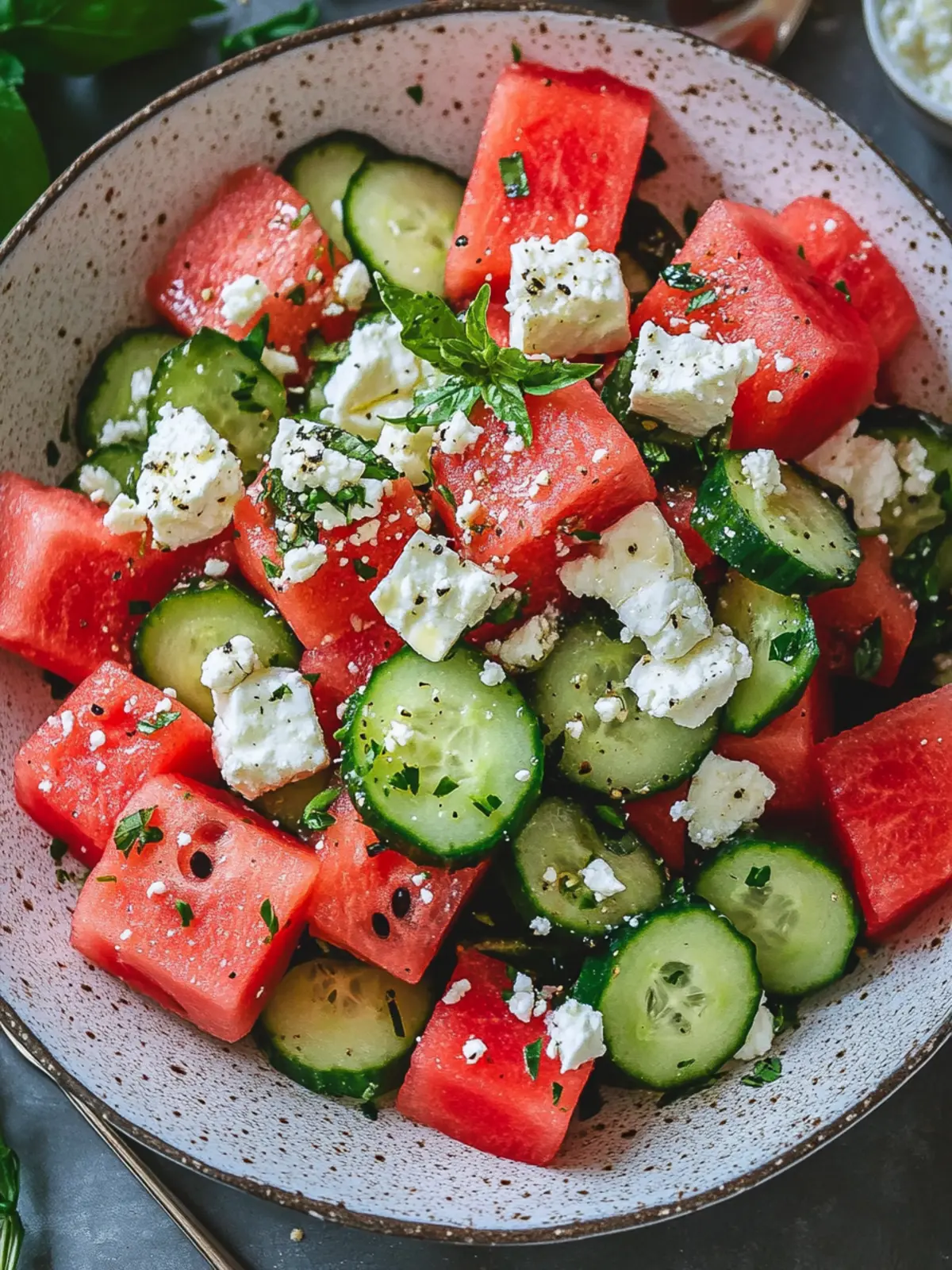Refreshing Watermelon with Cucumber and Feta Salad Delight 3 Watermelon with Cucumber and Feta Salad
