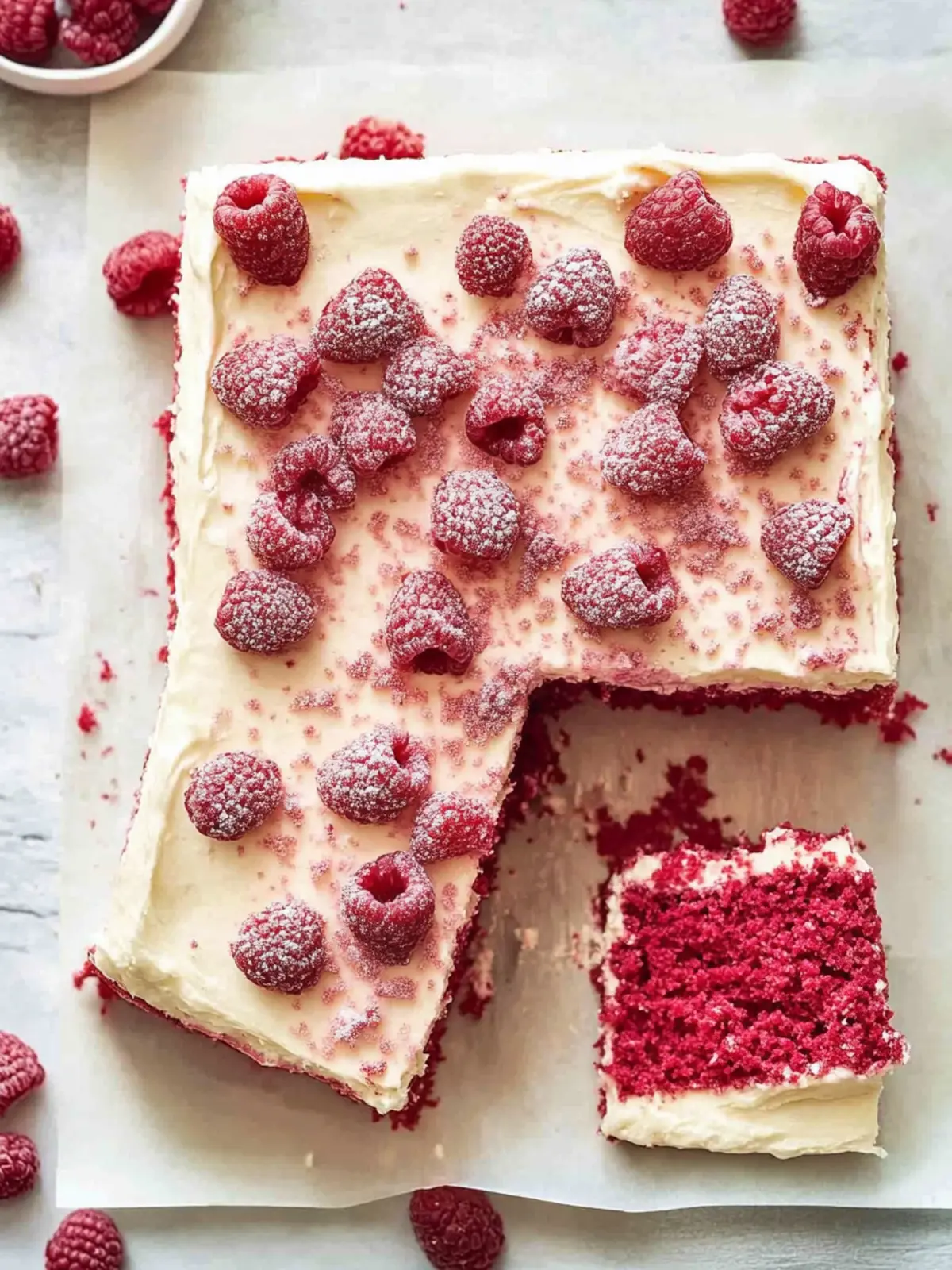 Irresistible Raspberry Sheet Cake with White Chocolate Bliss 5 Raspberry Sheet Cake