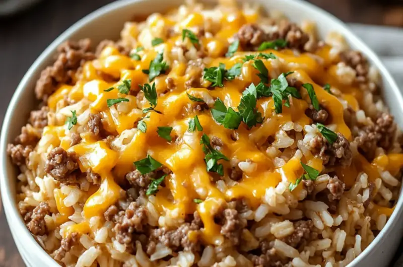Cheesy Ground Beef and Rice