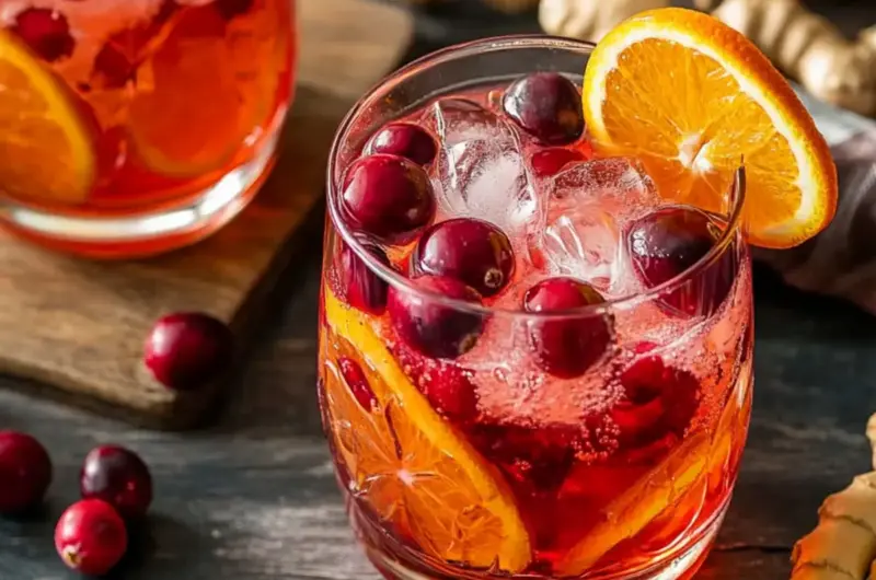 Sparkling Cranberry Orange Ginger Mocktail