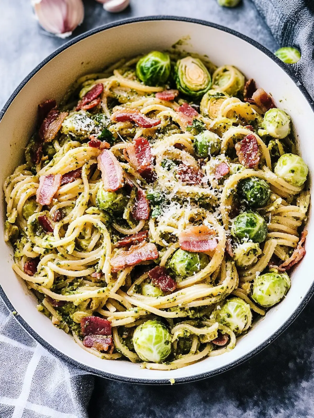 Brussels Sprouts and Bacon Pesto Pasta: Quick & Irresistible Delight 4 Brussels Sprouts and Bacon Pesto Pasta