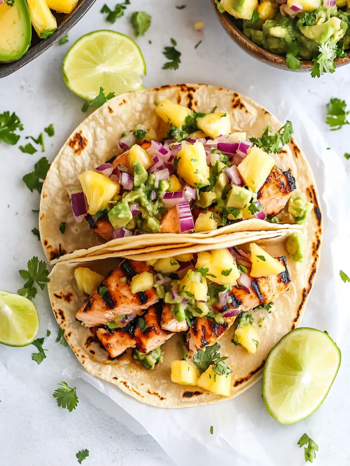 Flavorful Salmon Tacos with Pineapple Avocado Salsa Bliss 2 Salmon Tacos & Pineapple Avocado Salsa