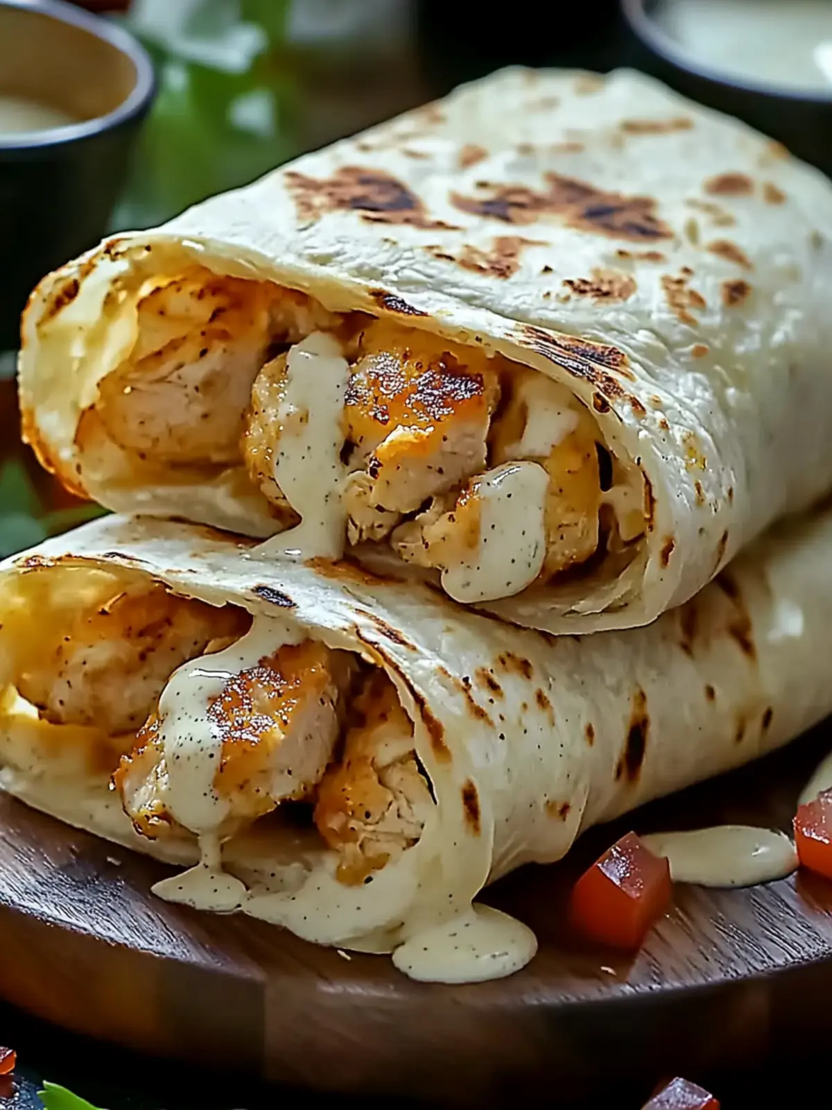 Cheesy Garlic Chicken Wraps in 23 Minutes Flat 2 Cheesy Garlic Chicken Wraps