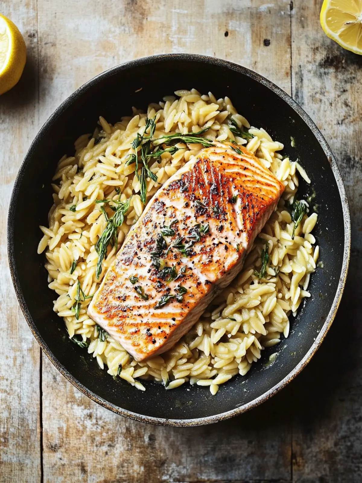 One Skillet Salmon with Lemon Orzo for Effortless Dinner Bliss 3 One Skillet Salmon with Lemon Orzo