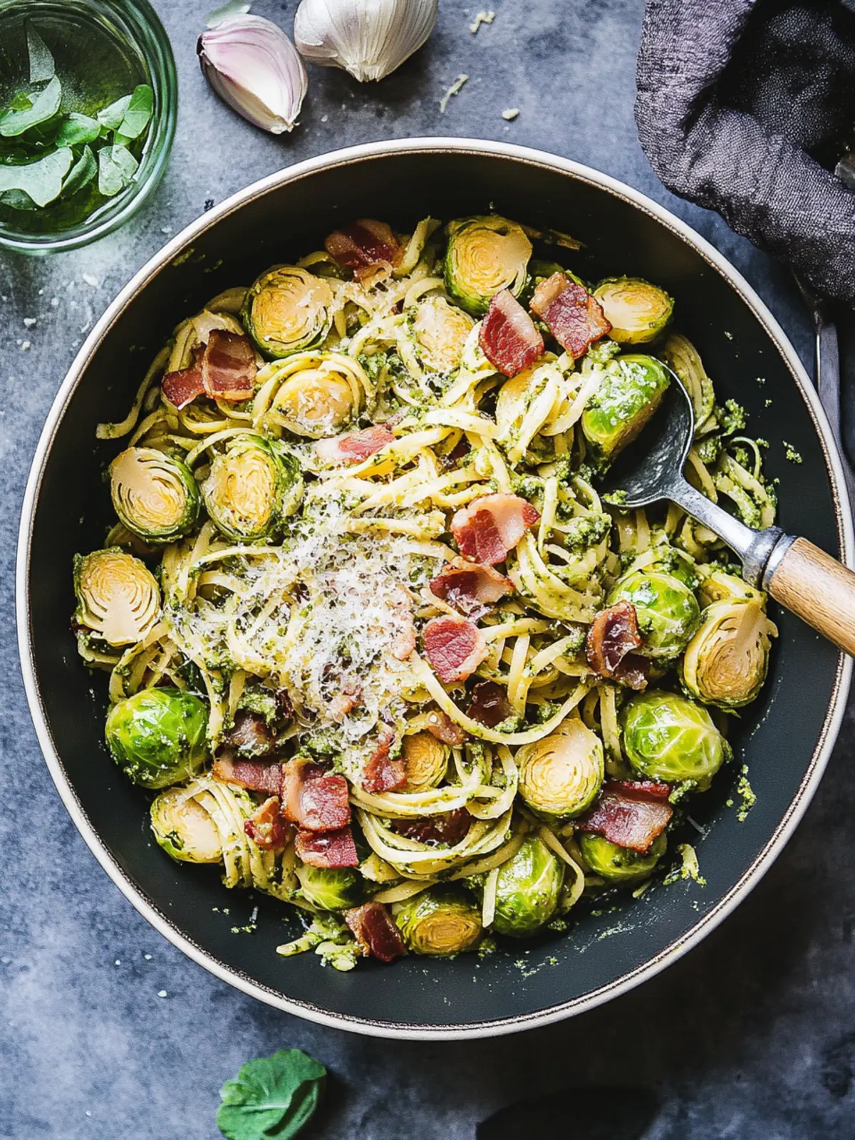 Brussels Sprouts and Bacon Pesto Pasta: Quick & Irresistible Delight 3 Brussels Sprouts and Bacon Pesto Pasta