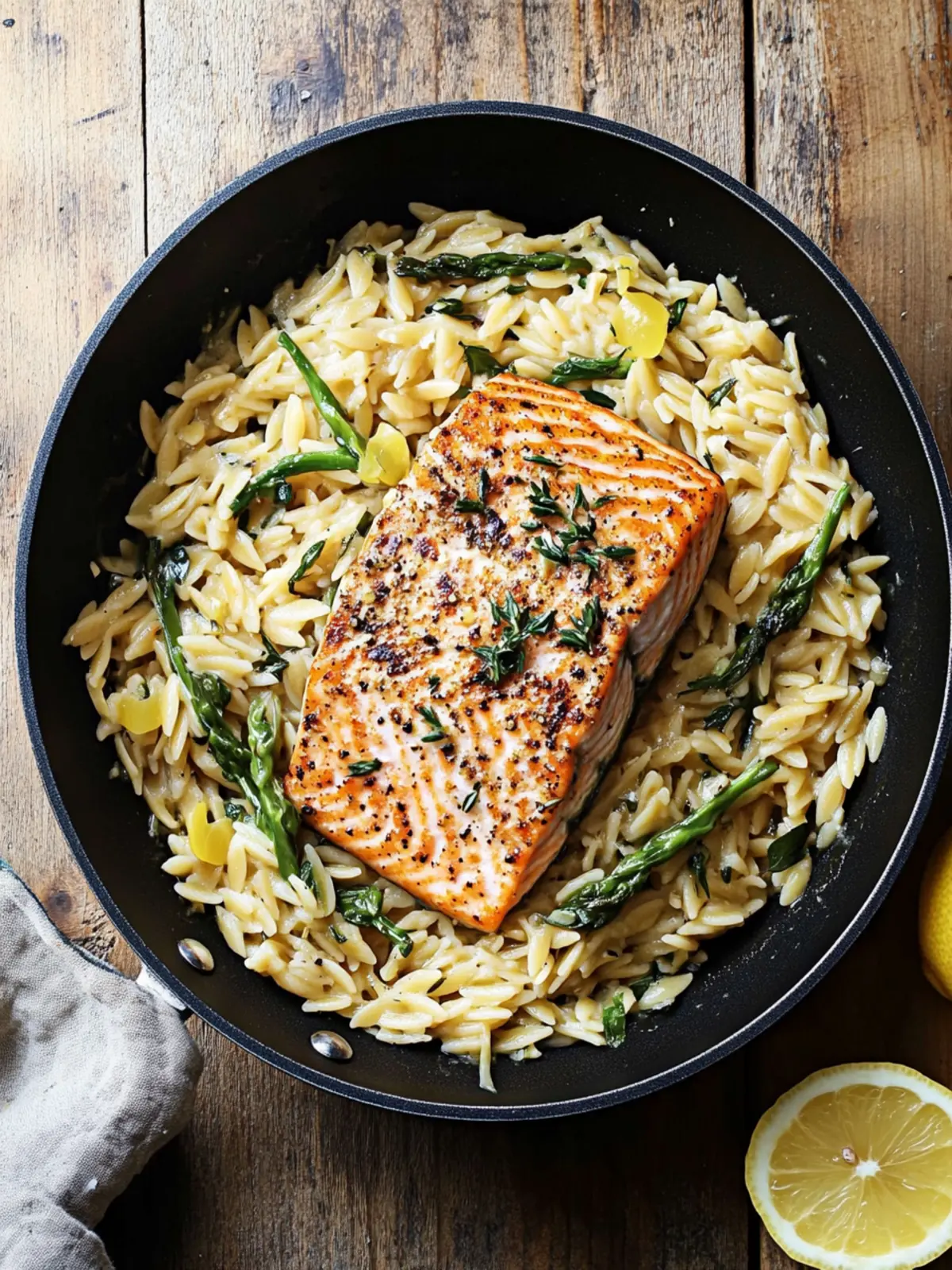 One Skillet Salmon with Lemon Orzo for Effortless Dinner Bliss 4 One Skillet Salmon with Lemon Orzo