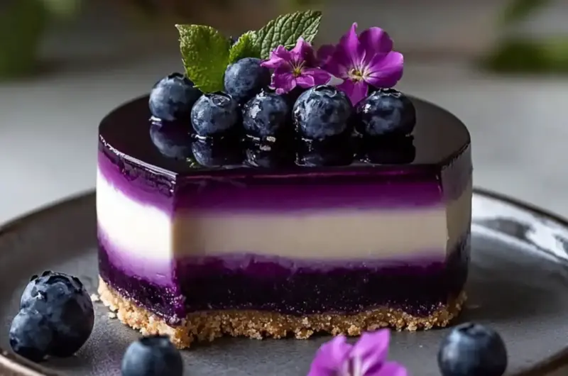 Blueberry Mirror Glaze Cheesecake