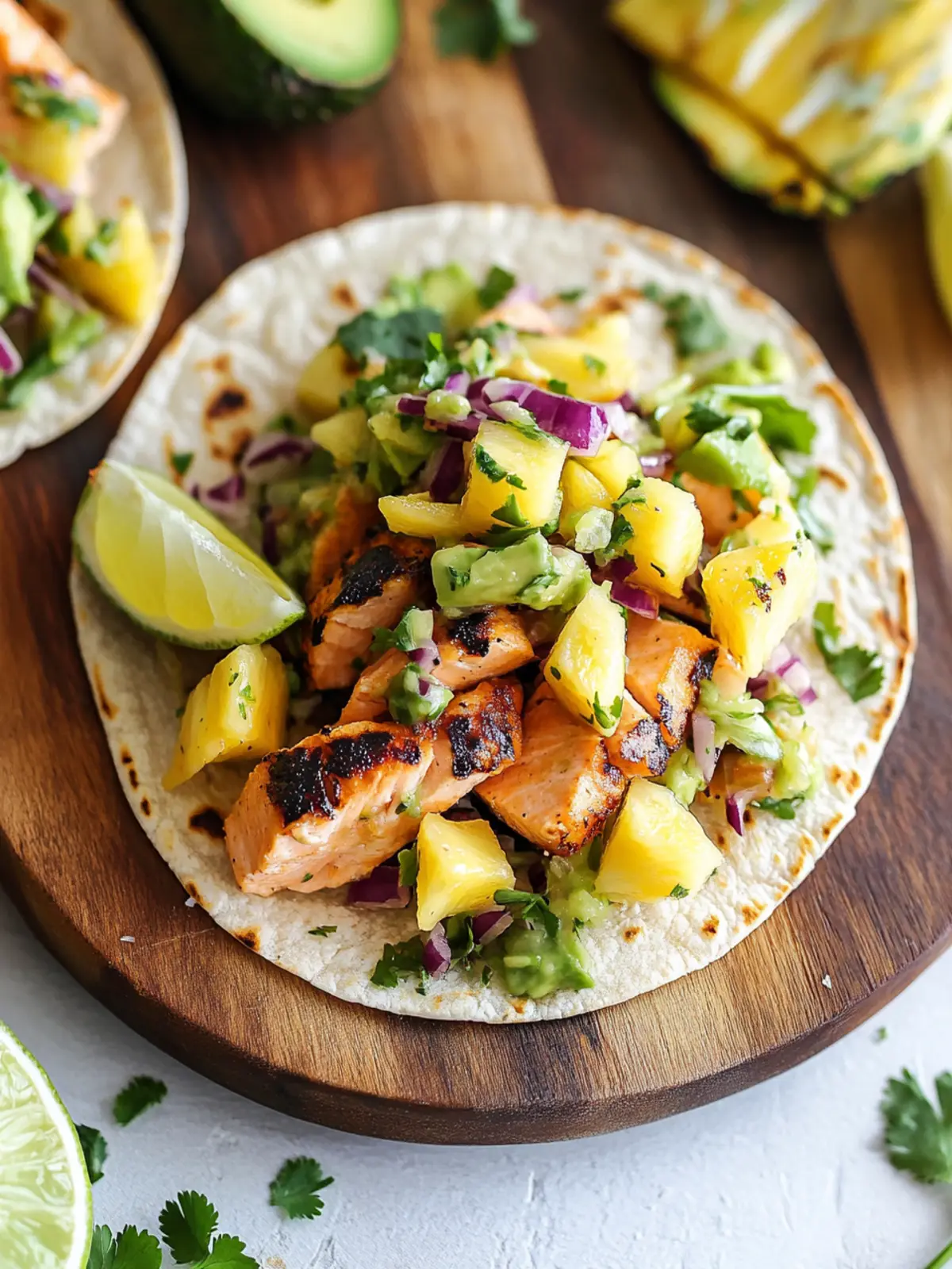 Flavorful Salmon Tacos with Pineapple Avocado Salsa Bliss 3 Salmon Tacos & Pineapple Avocado Salsa