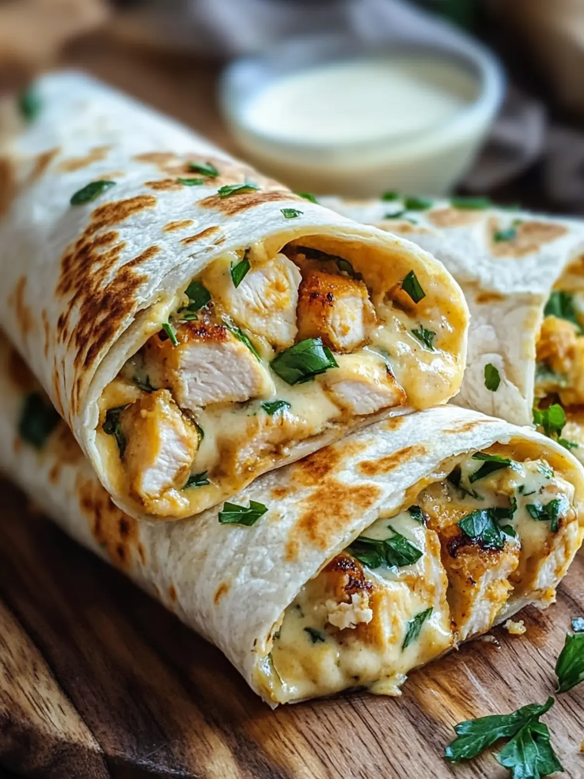 Ooey-Gooey Cheesy Garlic Chicken Wraps for Ultimate Comfort 5 Ooey-Gooey Cheesy Garlic Chicken Wraps