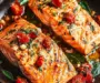 Tuscan Garlic Salmon with Spinach and Tomatoes Delight