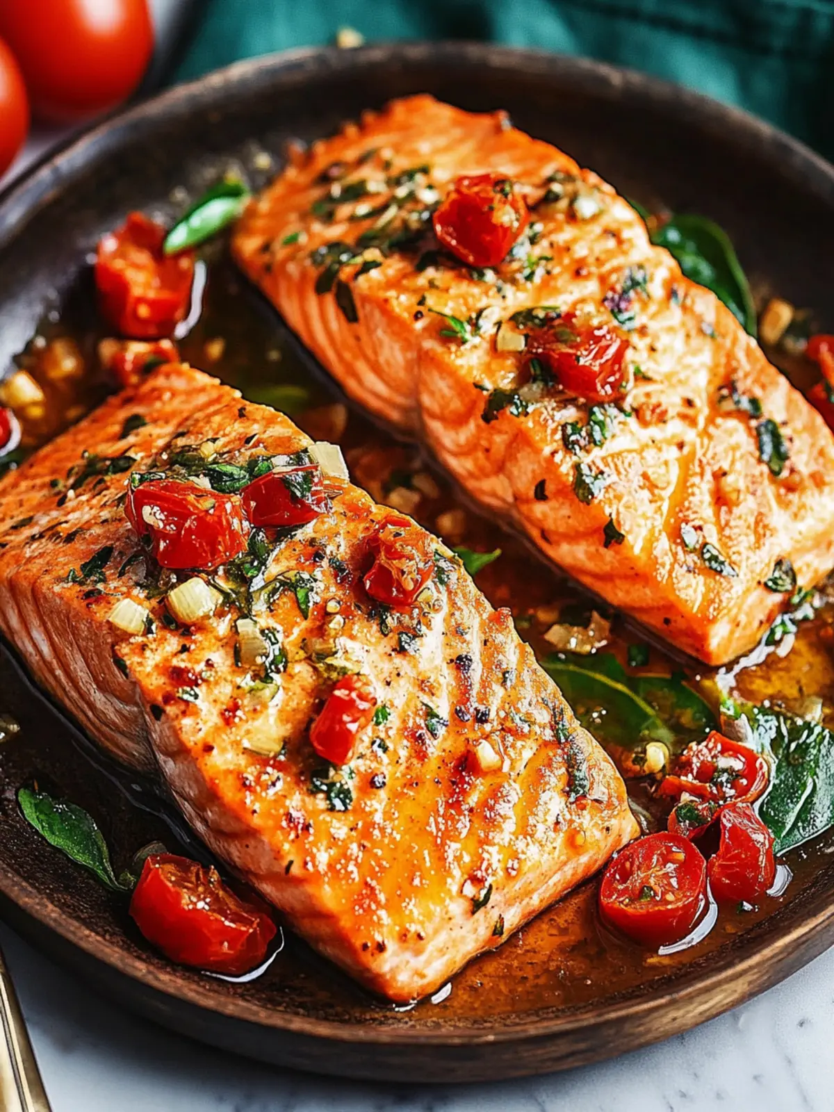 Tuscan Garlic Salmon with Spinach and Tomatoes Delight 5 Tuscan Garlic Salmon