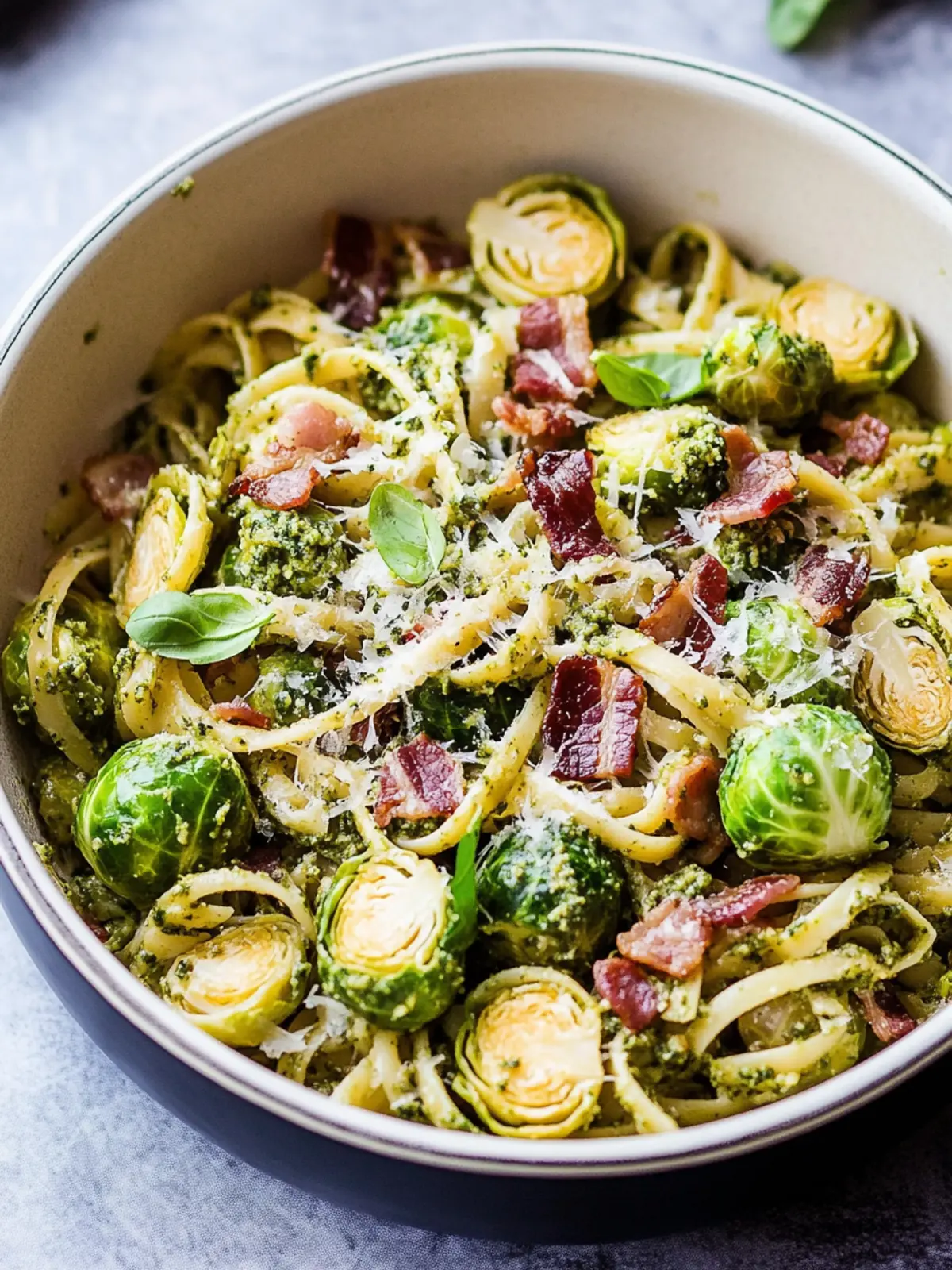 Brussels Sprouts and Bacon Pesto Pasta: Quick & Irresistible Delight 2 Brussels Sprouts and Bacon Pesto Pasta
