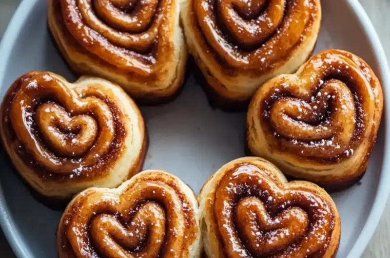 Heart Shaped Cinnamon Rolls