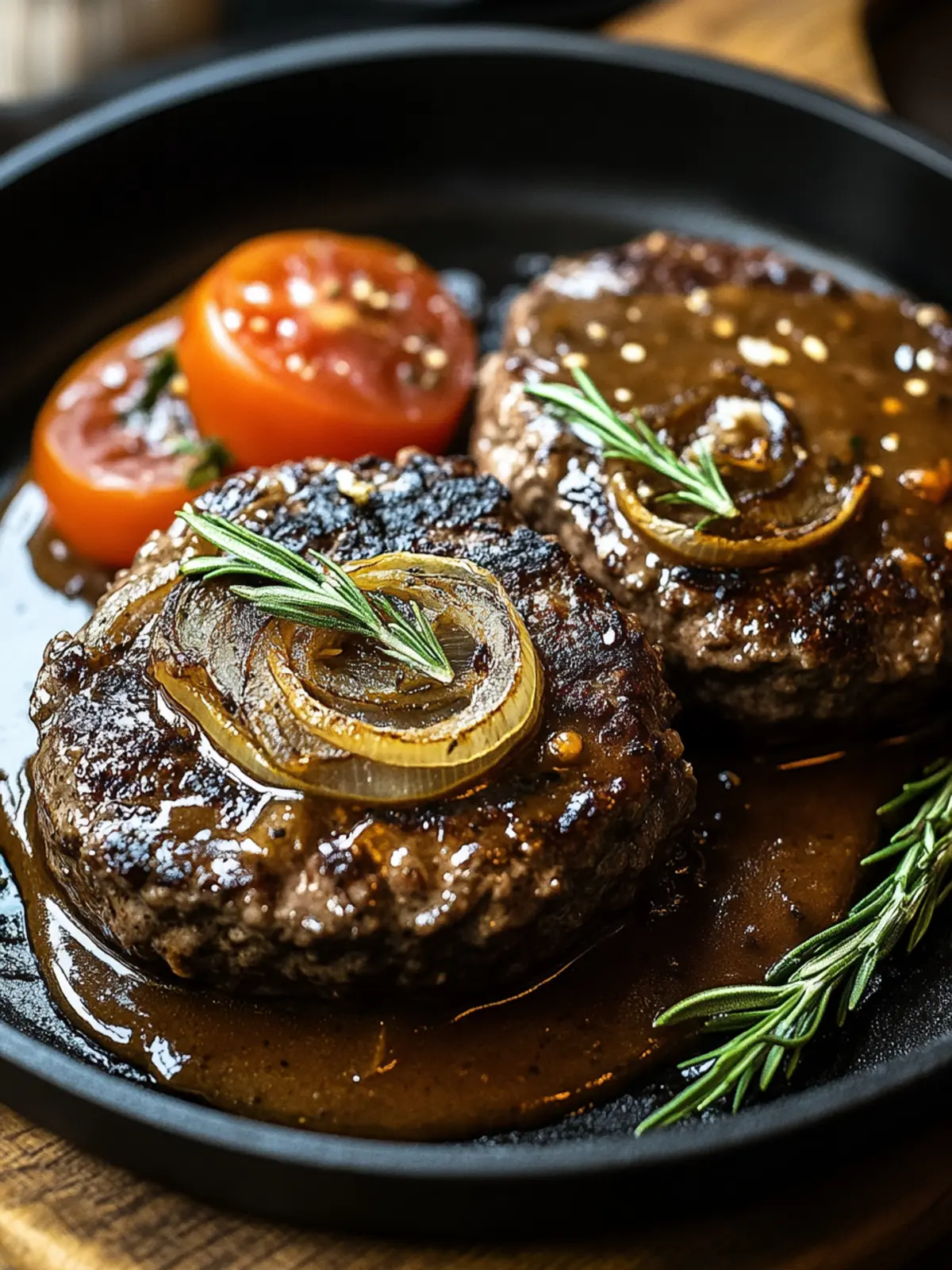 Mouthwatering Hamburger Steak with Savory Onion Gravy Delight 3 Hamburger Steak
