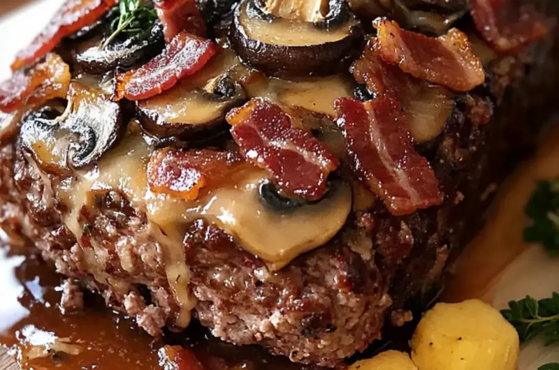 Swiss Bacon Mushroom Meatloaf