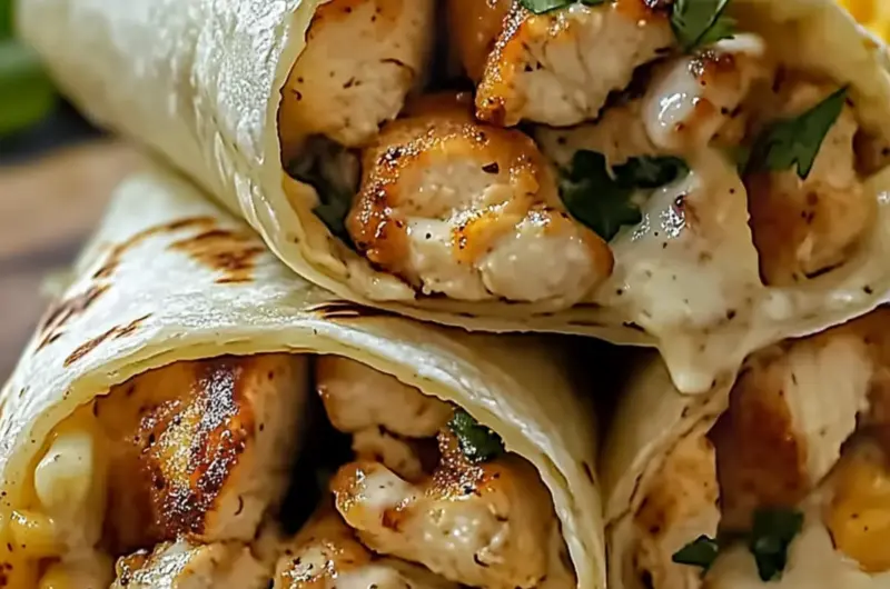 Cheesy Garlic Chicken Wraps