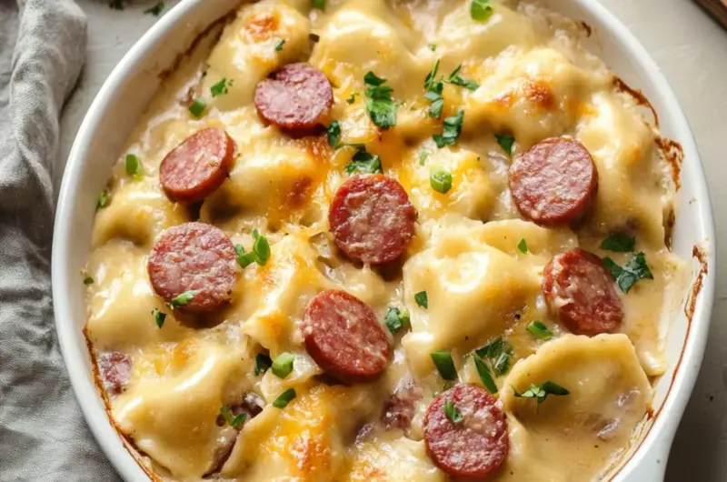 Pierogi Casserole with Kielbasa
