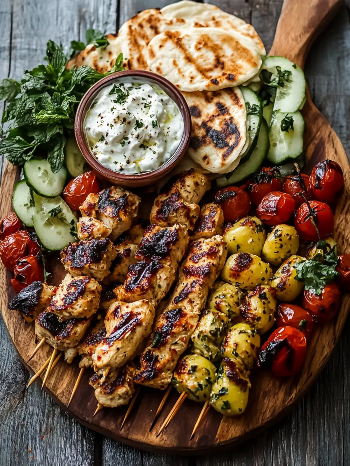Greek Chicken Souvlaki Grazing Board: Perfect for Easy Entertaining 4 Greek Chicken Souvlaki Grazing Board