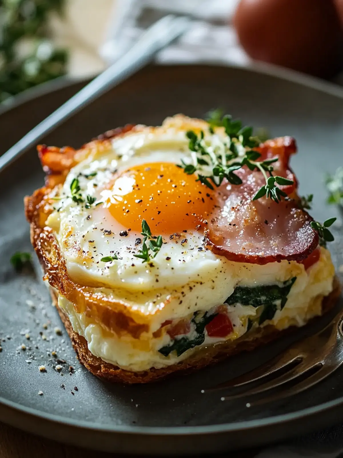 Baked Eggs Napoleon: Luxurious Brunch Made Effortlessly Easy 4 Baked Eggs Napoleon