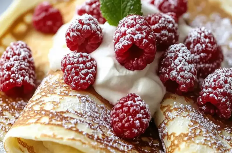 Raspberry Vanilla Cream Crepes