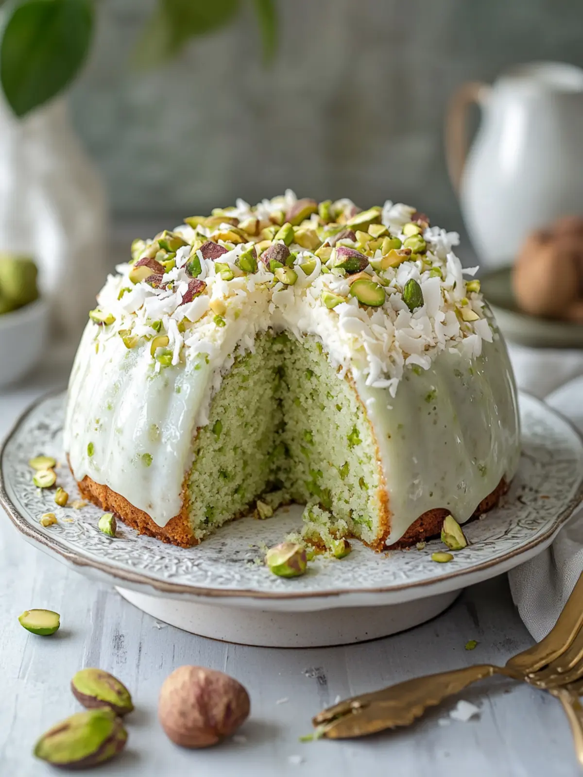 Coconut and Pistachio Pudding Cake That's Pure Comfort Bliss 4 Coconut and Pistachio Pudding Cake