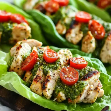 Zesty Pesto Chicken Lettuce Wraps for Fresh Flavor Lovers 9 Pesto Chicken Lettuce Wraps