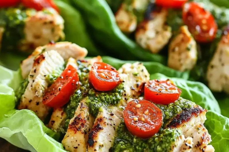 Pesto Chicken Lettuce Wraps