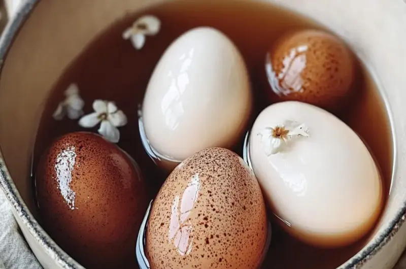 Slow Simmered Tea Stained Eggs