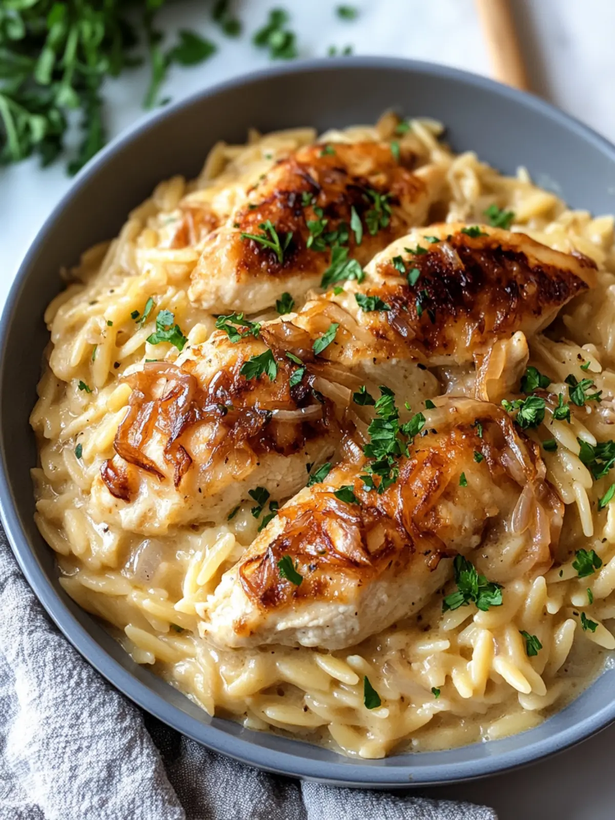 Creamy French Onion Chicken Orzo Casserole to Savor 2 French Onion Chicken Orzo