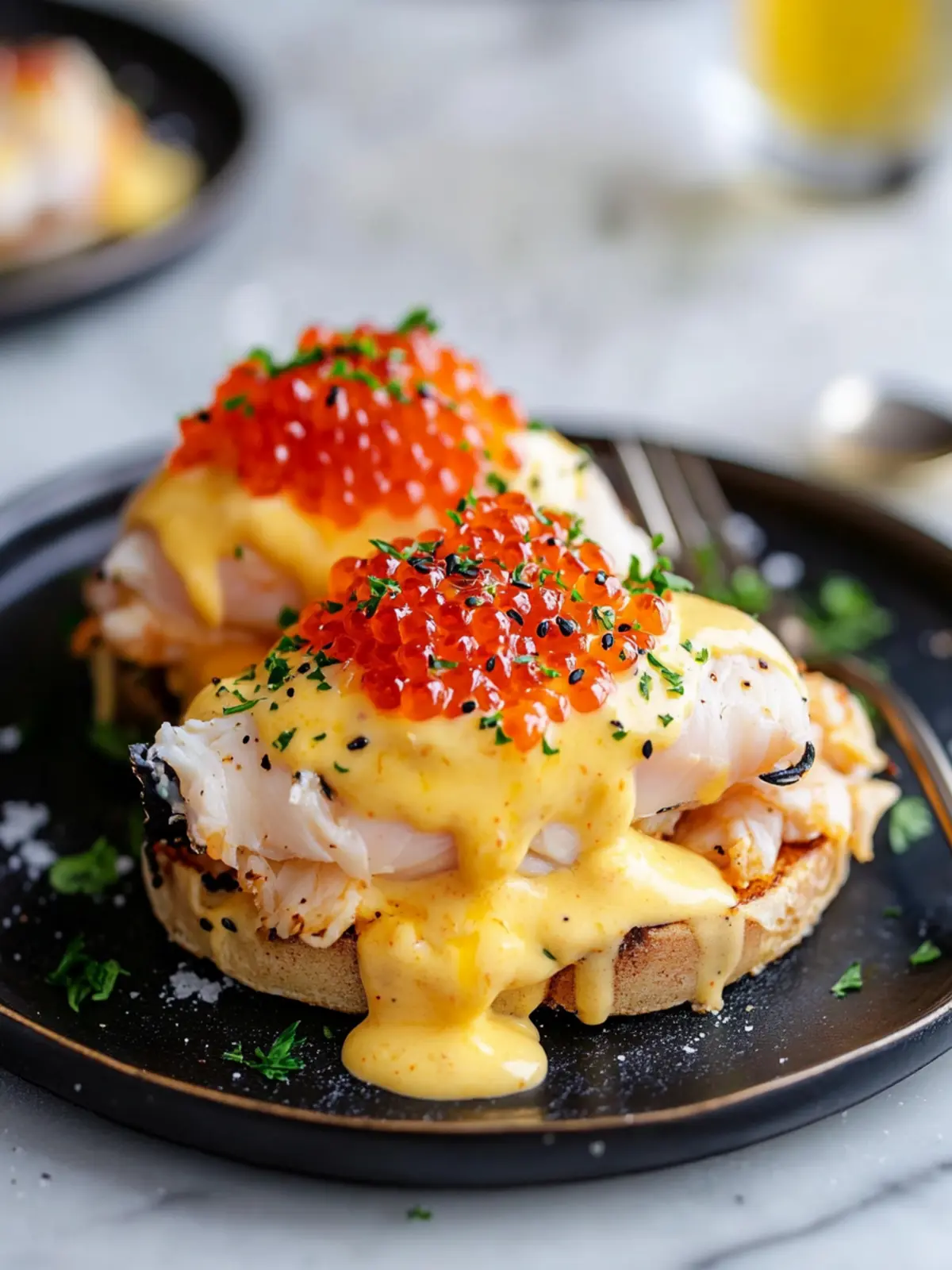 Indulge in Crab Eggs Benedict with Caviar: A Luxurious Brunch Treat 2 Crab Eggs Benedict with Caviar