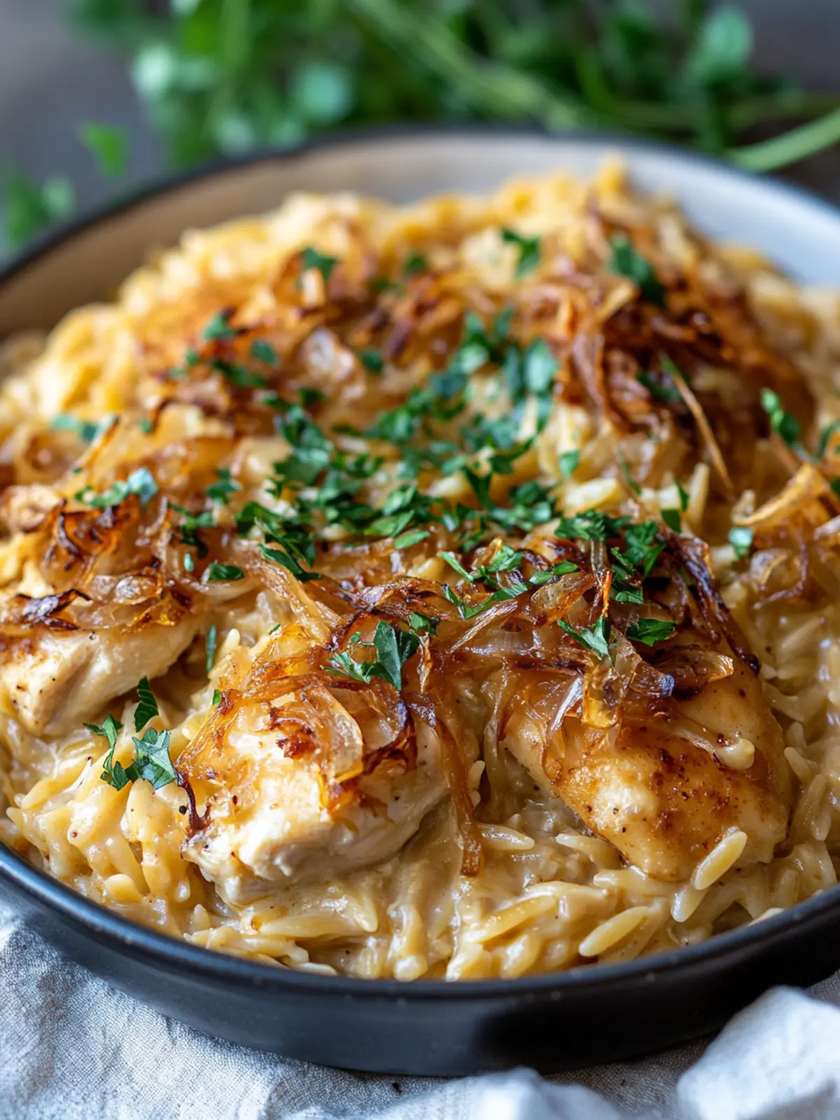 Creamy French Onion Chicken Orzo Casserole to Savor 5 French Onion Chicken Orzo