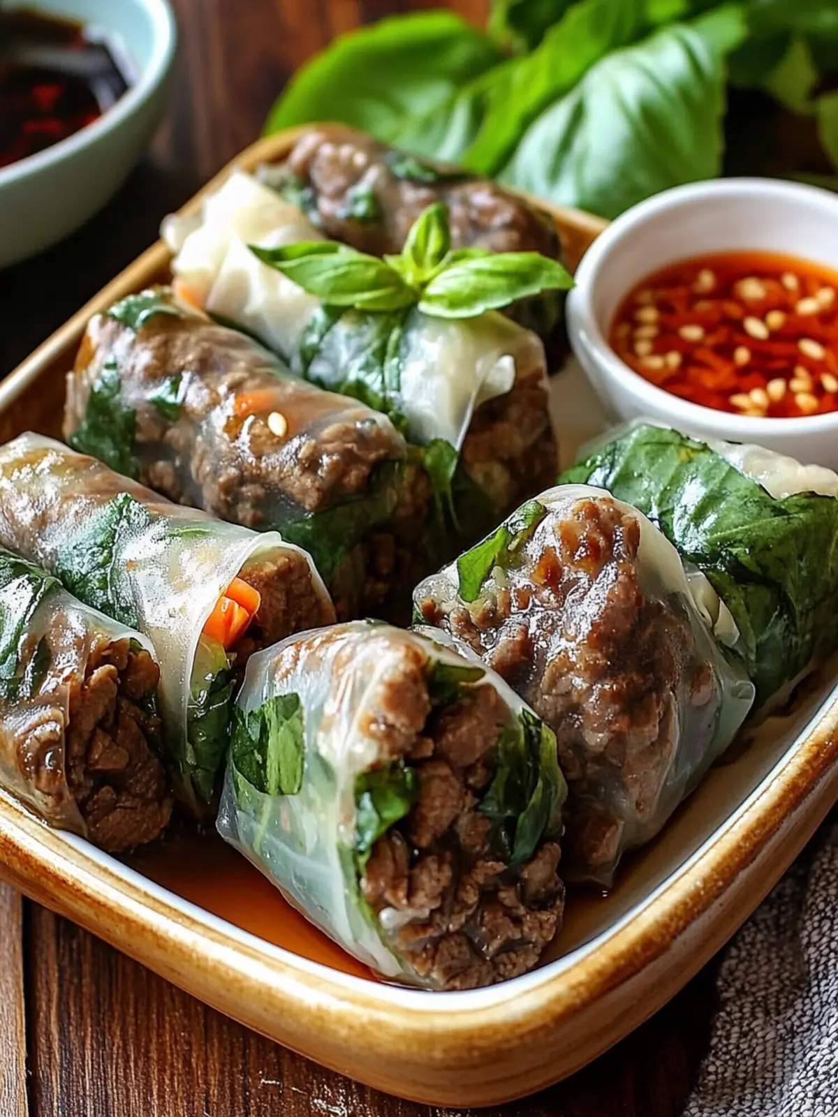 Thai Basil Beef Rolls: Easy, Healthy Snack Your Guests Will Love 4 Thai Basil Beef Rolls