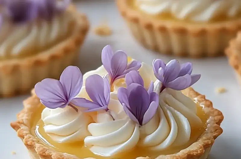 Mini Lemon Tart with Lilac Meringue