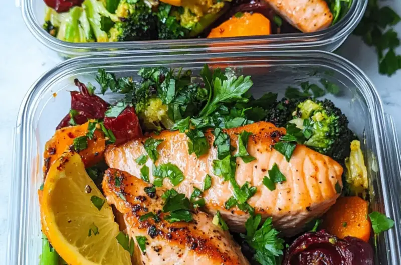 Salmon Meal Prep With Veggies