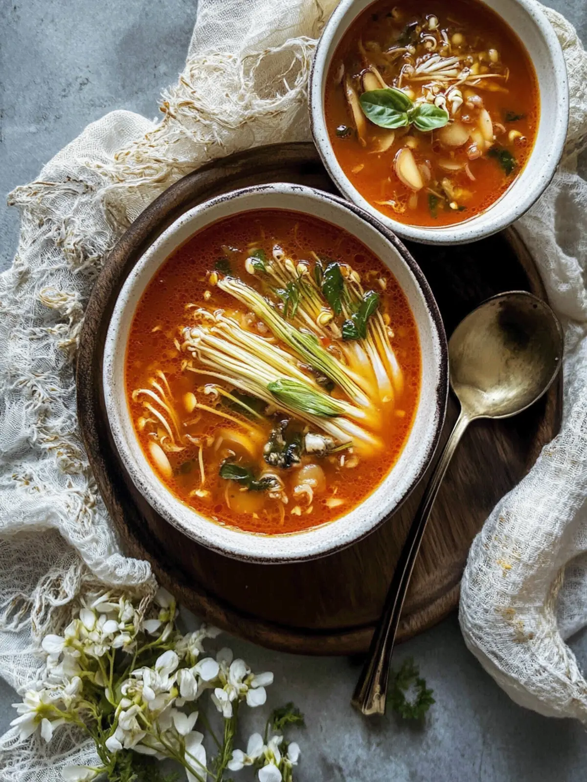 Savory Tomato Enoki Mushroom Soup for Quick Comfort Cooking 2 Tomato Enoki Mushroom Soup