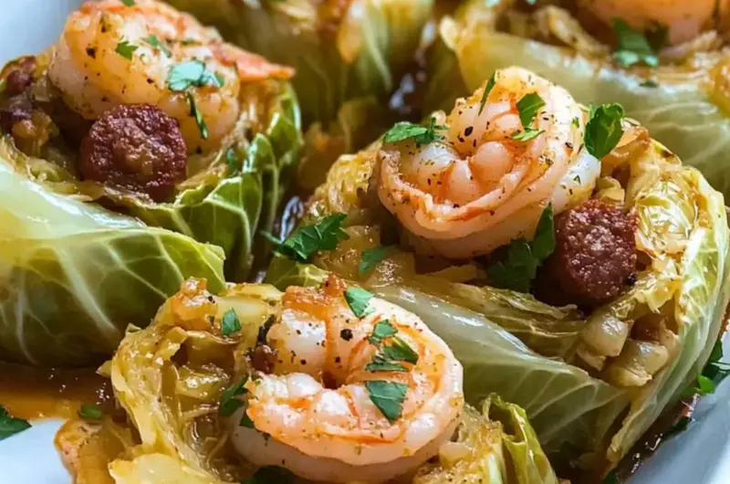 Keto Cajun Shrimp & Sausage Stuffed Cabbage