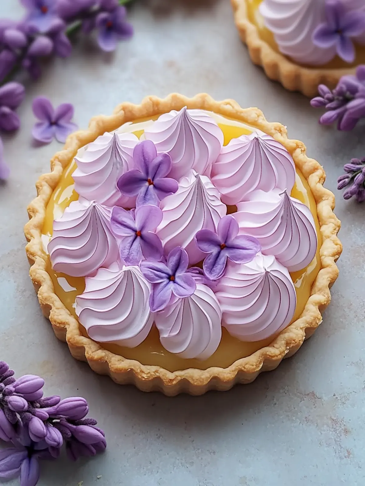 Mini Lemon Tarts with Lilac Meringue: Spring’s Sweet Surprise 4 Mini Lemon Tart with Lilac Meringue