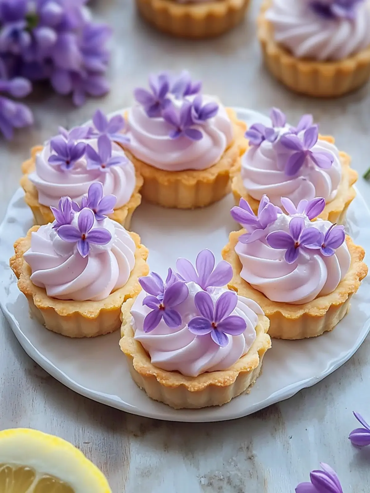 Mini Lemon Tarts with Lilac Meringue: Spring’s Sweet Surprise 3 Mini Lemon Tart with Lilac Meringue