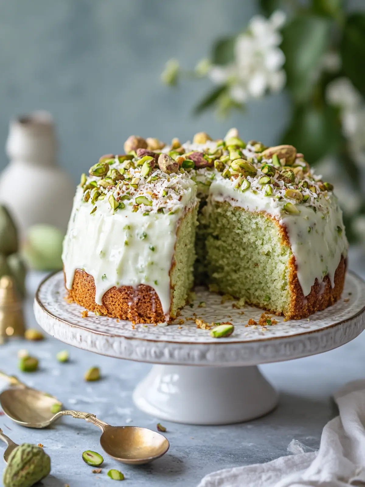 Coconut and Pistachio Pudding Cake That's Pure Comfort Bliss 2 Coconut and Pistachio Pudding Cake