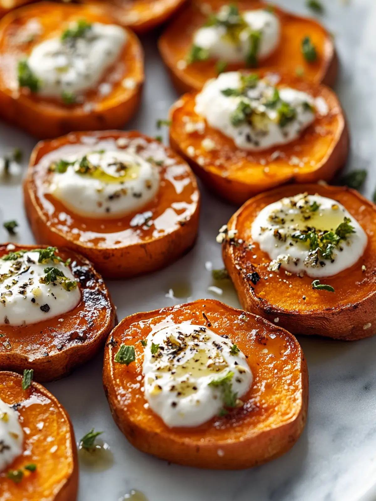 Savory Roasted Sweet Potato Rounds with Feta Bliss 2 Roasted Sweet Potato Rounds