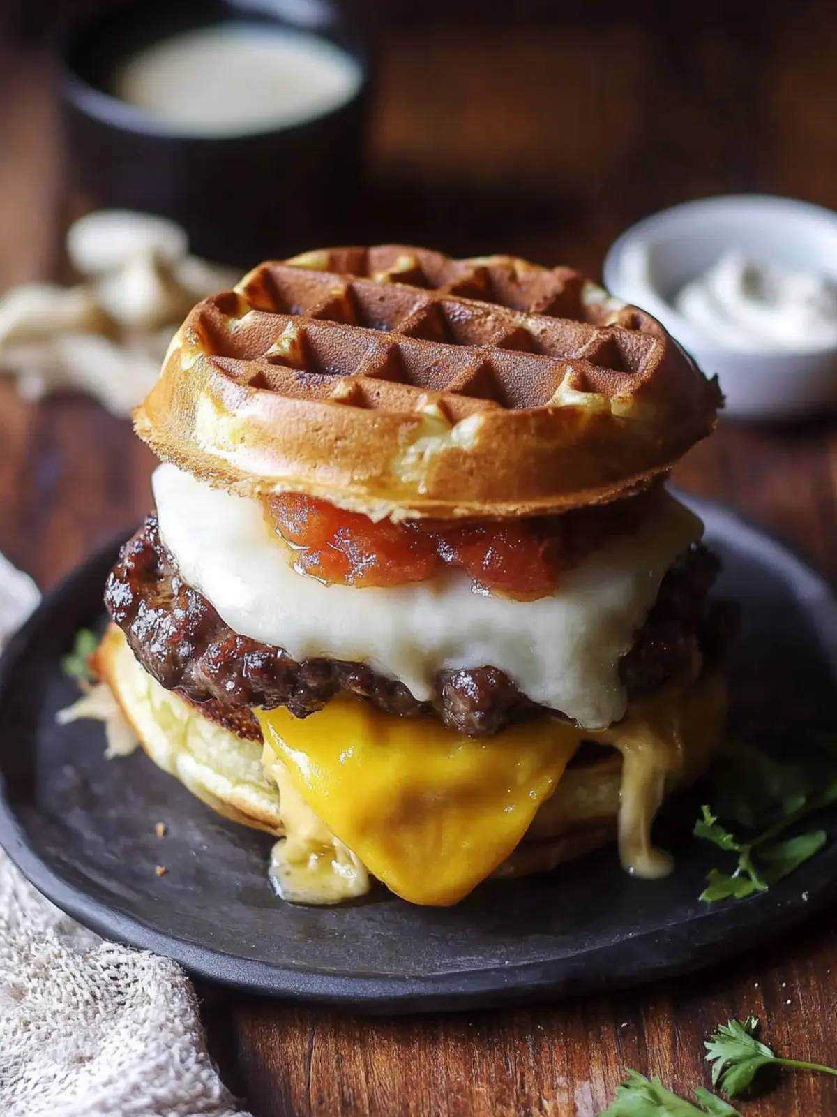 Savor the Gourmet Waffle Burger: A Flavorful Adventure! 2 Gourmet Waffle Burger