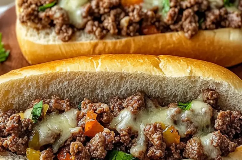 Ground Beef Philly Cheesesteaks