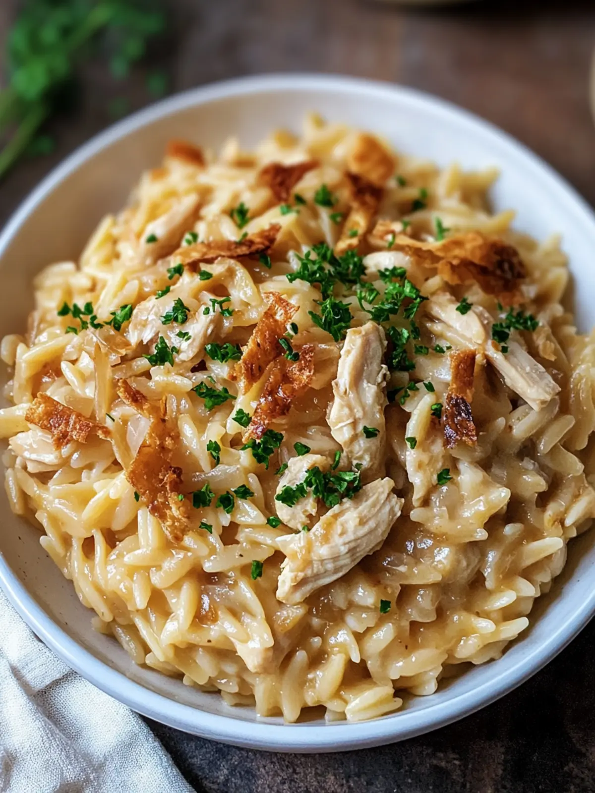 Creamy French Onion Chicken Orzo Casserole to Savor 3 French Onion Chicken Orzo