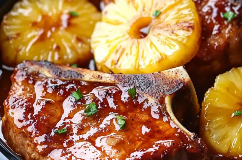 Slow Cooker PineaChopspple Pork