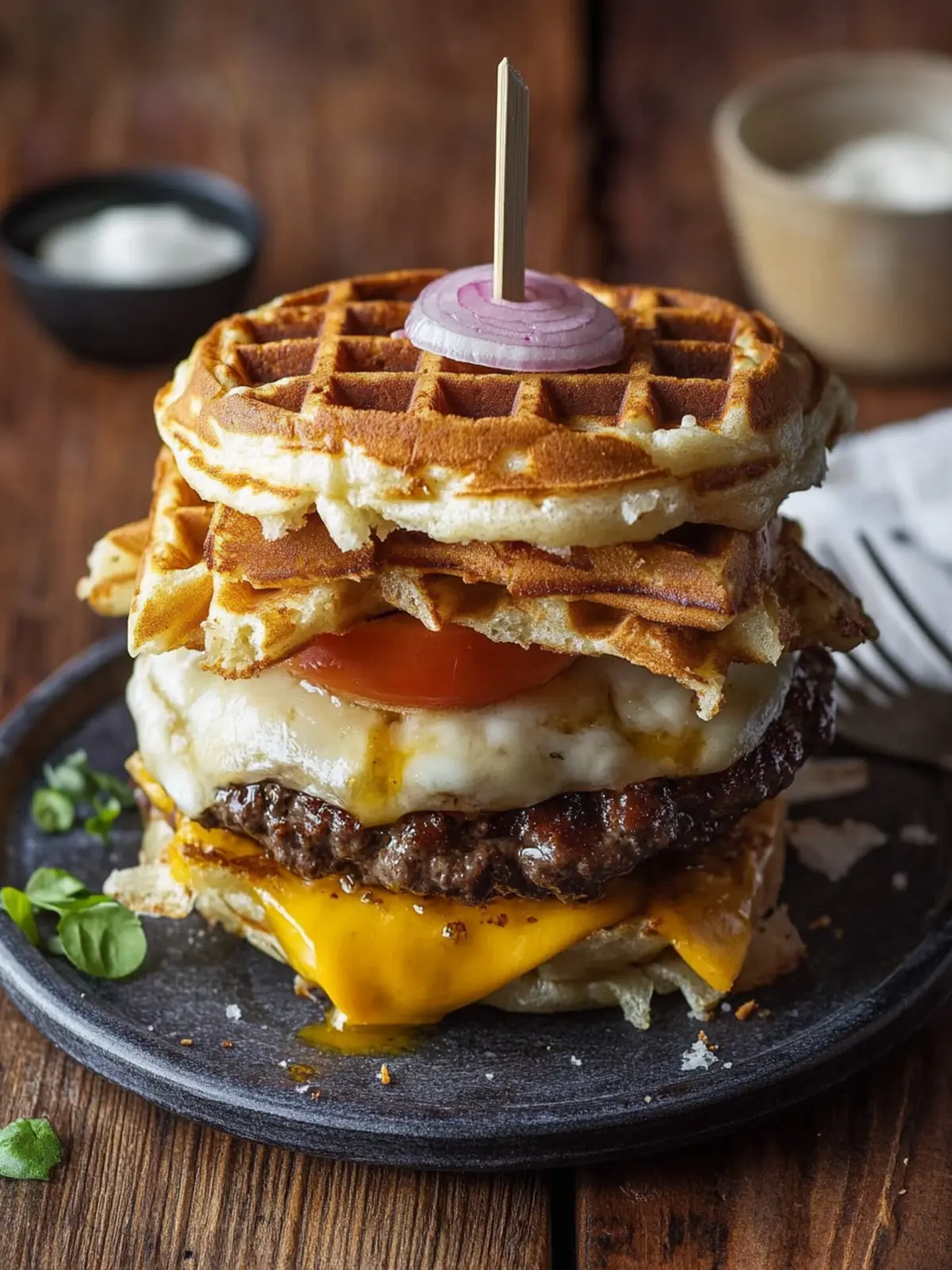 Savor the Gourmet Waffle Burger: A Flavorful Adventure! 3 Gourmet Waffle Burger